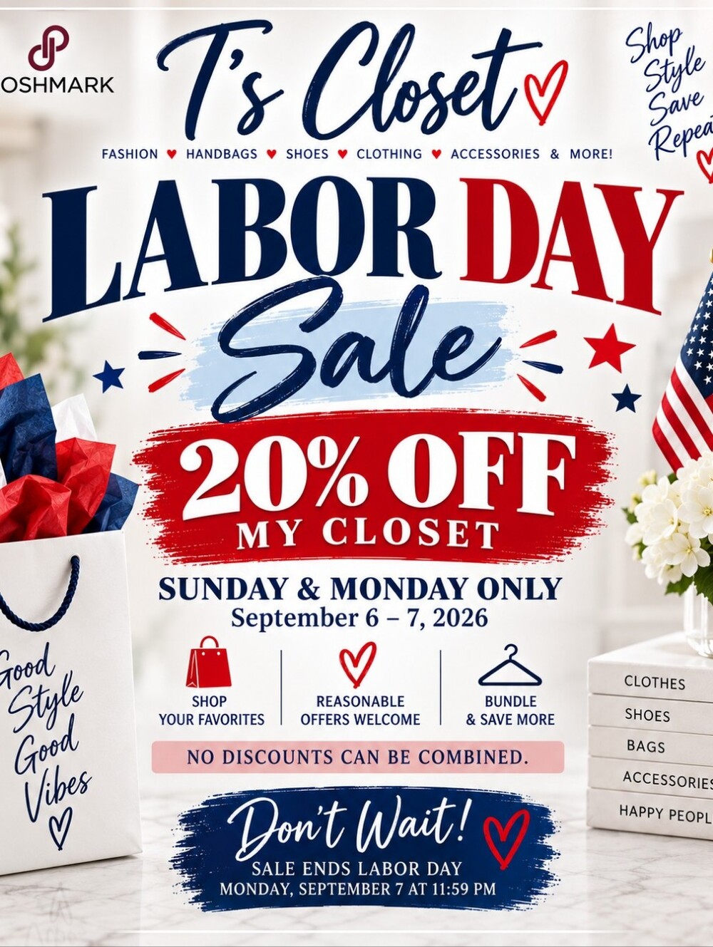 🇺🇸 LABOR DAY SALE 🇺🇸20% OFF MY CLOSET